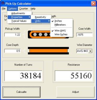 fig. 1 - Pick-Up Calculator